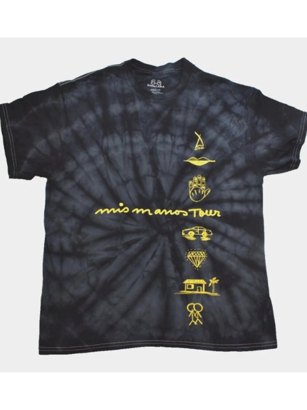 Ropa Cara x Camilo Black Washed Mis Manos Tour Symbols Adult T-Shirt New Medium